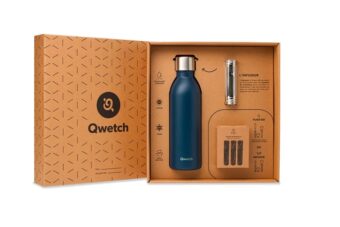 Water Bottle Qwetch Coffret Cadeau Active Bleu Marine, 600ml