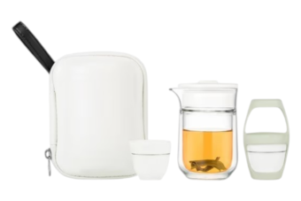 Travel Tea Set with 2 Cups, Glass & Porcelain Tea Maker