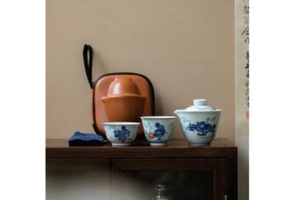 Gongfu Travel Tea Set with Case & 2 Cups 'Guardian Lions'