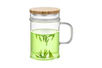 Bamboo-shaped Glass Tea Mug with Built-in Filter and Lid, 400ml